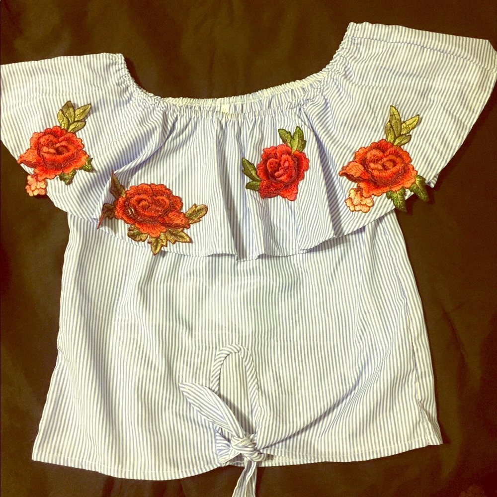 Off the Shoulder Blouse with Detailed Embroidery